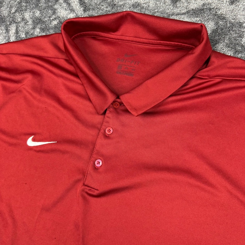 Nike Polo Shirt Mens 3XL Red Dri-FIT Short Sleeve Swoosh Golf 908414-613 Active